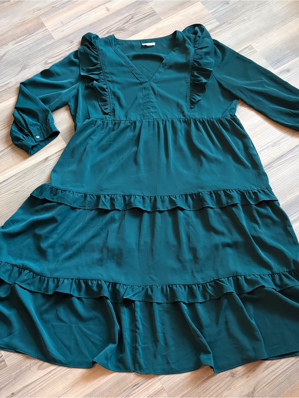 Entro Teal Tiered Ruffle Dress Size 2X